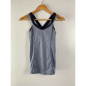 Lululemon Heather Blue Tank with Cross Cross Camo Shelf Bra 4